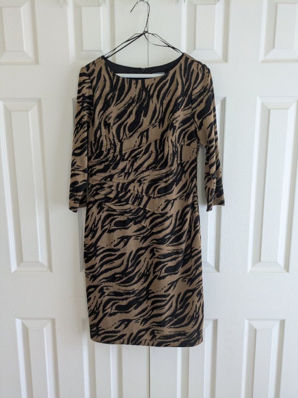 Rabbit Rabbit Rabbit Design Dress Tiger Print Black/Brown 3/4 Sleeve sz 8